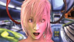  3d amateurthrowaway animated animated_gif bottomless brain_injection crossed_eyes dazed female_only femsub final_fantasy final_fantasy_xiii lightning_farron long_hair nude open_mouth pink_hair ponytail source_filmmaker tongue topless 