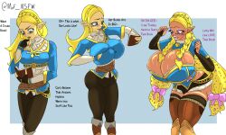 ass ass_expansion before_and_after bimbofication blonde_hair blue_eyes boots border braid brain_drain breast_expansion breasts cleavage collar corruption dialogue eyeshadow female_only femsub fingerless_gloves gloves hair_growth hair_ornament huge_ass huge_breasts hypnotic_object knees_together large_lips leggings light_skin lip_expansion lipstick long_hair makeup moffin nintendo opera_gloves pink_eyes pink_lipstick princess_zelda shirt short_shorts shorts simple_background tan_skin text the_legend_of_zelda thighhighs transformation very_long_hair