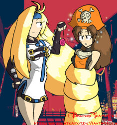 blonde_hair breasts brokenteapot brown_hair coils dazed empty_eyes female_only femdom femsub guilty_gear large_breasts long_hair may_(guilty_gear) millia_rage pendulum pirate spiral