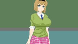  all_fours anal animated animated_gif breast_grab breasts brown_hair clothed clothed_exposure cum cum_in_pussy faceless_male female_only femsub hair_ornament hell_teacher_nube huge_breasts kissing large_breasts legs_up light_skin miki_hosokawa nipples nude school_uniform short_hair tsuyoiko_ss vaginal 