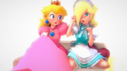 3d blonde_hair cat_pose empty_eyes femdom femsub finalheart happy_trance maid nintendo princess_peach princess_rosalina super_mario_bros.