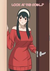 black_hair doggos_doujins long_hair red_eyes spy_x_family text yor_briar