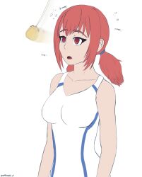  empty_eyes expressionless female_only femsub keijo nettleseeds non_toyoguchi one-piece_swimsuit pendulum red_hair swimsuit text white_background 