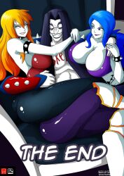 bad_end blonde_hair blue_hair comic corruption dialogue fairy_tail femsub happy_trance juvia_loxar large_breasts long_hair lucy_heartfilia maledom rock_of_succubus text vidaldus_taka white_skin witchking00