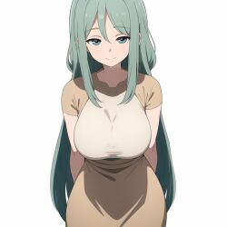  blue_eyes breasts female_only femsub gratuitouslove large_breasts long_hair looking_at_viewer original re:curse smile very_long_hair 