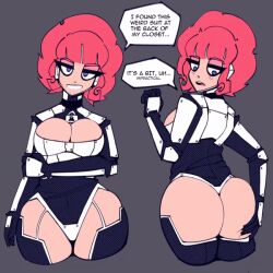  animated animated_gif ass blue_eyes blush breasts cdlum cleavage collar female_only femsub hypnosuit_(cdlum) hypnotic_accessory hypnotic_clothing large_breasts large_hips looking_at_viewer original pad_lock pear_(cdlum) pink_hair solo tech_control text thick_thighs thighs 