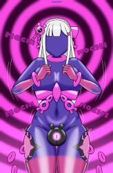  chicken_pose elf elf_ears emilia_(re:zero) latex mochi_dance nintendo null_bulge pecharunt pokemon re:zero_starting_life_in_another_world usakiki 