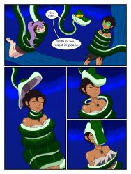  amity_blight black_hair closed_eyes dark_skin dialogue disney elf_ears emperorcheese femsub happy_trance hypnotic_eyes kaa kaa_eyes luz_noceda purple_hair sleeping snake text the_jungle_book the_owl_house vore 