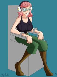 absurdres breasts empty_eyes female_only femsub gloves happy_trance large_breasts mei_hatsume my_hero_academia pink_hair short_hair the_us_doctor yellow_eyes