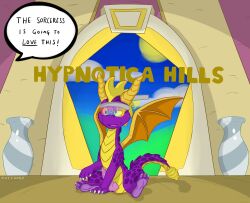 all_fours bottomless claws dazed dialogue dragon dragon_boy erection feet furry horns hypnotic_accessory hypnotic_screen hypnotic_spiral male_only malesub mattumby non-human_feet non-human_penis open_mouth penis scales scalie sitting solo speech_bubble spiral spyro spyro_the_dragon_(series) surprised tail tech_control text tongue visor western wings