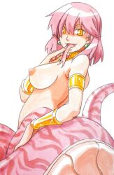  analog_dn bracelet breasts collar corruption female_only femsub final_fantasy final_fantasy_v happy_trance jewelry large_breasts lenna_charlotte_tycoon long_tongue looking_at_viewer looking_back monster_girl naga_girl open_mouth snake_girl yellow_eyes 