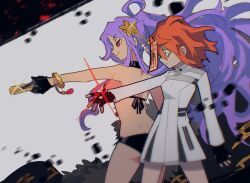 arjunyanya ass bikini breasts expressionless eyebrows_visible_through_hair fate/grand_order fate_(series) femdom femsub fingerless_gloves gloves hair_ornament hairpin jiangshi magic orange_hair purple_hair red_eyes ritsuka_fujimaru_(female) shrunken_irises sideboob smile smug swimsuit undead_girl uniform very_long_hair wu_zetian yellow_eyes