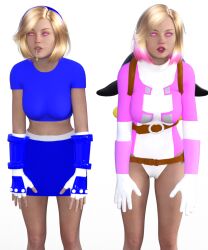 3d blonde_hair breasts costume dazed drool female_only femsub gwen_poole gwenpool large_breasts marvel_comics open_mouth pink_eyes short_hair spiral_eyes super_hero symbol_in_eyes theheckle