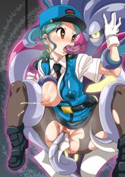  breasts censored empty_eyes femsub green_hair heart heart_eyes kissing lactation large_breasts long_hair malamar nintendo nori_(akusei_shinseibutsu) officer_jenny one_breast_out open_clothes pantyhose pokemon pokemon_(creature) pokemon_x_and_y pokephilia police_uniform ponytail pussy pussy_juice sex sweat symbol_in_eyes tentacle_sex tentacles tongue tongue_out torn_clothes vaginal 