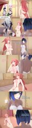  absurdres angry animal_ears anoni_hypno arlecchino_(genshin_impact) aware bikini blue_hair body_control bunny_ears bunny_girl bunnysuit clothed dialogue english_text eye_color_change fake_animal_ears female_only femdom femsub genshin_impact green_eyes long_hair multiple_girls multiple_subs pink_hair purple_eyes short_hair sling_bikini text white_hair yae_miko yelan_(genshin_impact) 