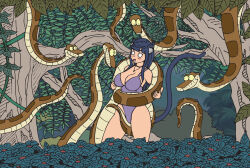 animal_ears blue_hair breasts cat_girl cleavage clone coils disney femsub kaa large_breasts long_hair lumis_starlight_(mslumis) mslumis ponytail snake tail the_jungle_book