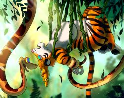  arms_behind_back cat_girl coils disney femsub furry hanging_down hypnotic_eyes kaa kaa_eyes keona_tempt maledom non-human_feet nude open_mouth original paws sascha_(hypnofood) snake the_jungle_book tiger_girl vines 