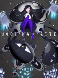 alternate_costume alternate_form alternate_hair_color androgynous_dom bare_shoulders black_hair blonde_hair blue_eyes clothed corruption ele english_text eye_color_change femsub floating green_eyes legs looking_at_viewer lusamine multicolored_hair multiple_eyes nihilego nintendo parasite pokemon pokemon_(creature) pokemon_sun_and_moon possession purple_eyes red_eyes tentacles text very_long_hair yellow_eyes