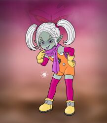  baby_(dragon_ball) body_markings corruption dragon_ball dragon_ball_daima dragon_ball_gt empty_eyes femsub panzy_(dragon_ball_daima) parasite pirat-xxx possession tongue_out white_hair 