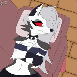  animated animated_gif collar domedvortex female_only femsub furry helluva_boss loona_(helluva_boss) navel pendulum red_eyes solo spiral_eyes 