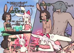 ass bow breasts brown_hair bunny_girl cat_boy cell_phone comic cum dialogue femdom femsub fertilization furry green_eyes grey_hair hair_covering_both_eyes hair_ribbon happy_trance heart hypnotic_screen kneeling long_hair maledom multiple_doms multiple_girls necklace nipples nude one_eye_open original penis phone pink_eyes ponytail seductive_smile sex short_hair sitting small_breasts smile sparkle spiral symbol_in_eyes tech_control text undressing white_hair white_skin x-ray zako_sketch