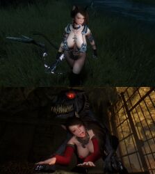 3d all_fours before_and_after breasts cat_ears cat_girl femsub glowing glowing_eyes hypnotic_eyes large_breasts pet_play red_eyes the_elder_scrolls the_elder_scrolls_v tongue tongue_out topless