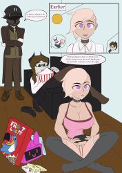  animated animated_gif breasts cleavage cosplay crystal_(zko) dazed doc_lovelace_(the_us_doctor) drool empty_eyes expressionless femsub humor large_breasts lisa_(the_us_doctor) open_mouth original short_hair text the_us_doctor thighhighs z-tech_(zko) 