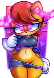 female_only femsub furry pedrovin pink_eyes sally_acorn sonic_the_hedgehog_(series) sweat undressing