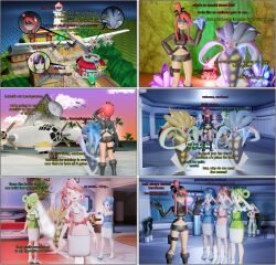   black_hair brock crashtrance dark_skin elesa empty_eyes femsub green_hair malamar nintendo nurse_joy pink_hair pokemon skyla spiral_eyes text 