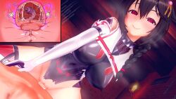  3d bangs black_hair blush boots bottomless braid breath crotch_tattoo cum cum_in_pussy empty_eyes erect_nipples erect_nipples_under_clothes fishnets gloves hair_ornament happy_trance kantai_collection koikatsu! large_breasts leotard looking_at_viewer maledom moawi1 opera_gloves parasite pov pov_dom pussy_juice red_eyes sex shigure_(kantai_collection) smile tattoo thigh_boots thighhighs torn_clothes x-ray 