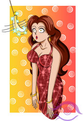  banana breasts brown_hair coilsandroses dazed earrings female_only femsub jewelry leaning_forward lipstick long_hair nintendo open_mouth pauline pendulum red_dress red_lipstick signature slouching solo sparkle super_mario_bros. yellow_eyes 