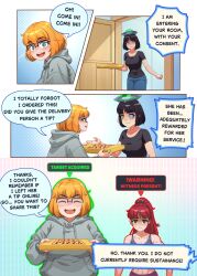 black_hair blonde_hair brown_eyes chien_vietnam comic dialogue femsub glasses green_eyes red_hair ring_eyes ufo_hat