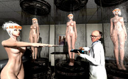 3d bald blonde_hair bottomless breasts cleavage crossover doctor erect_nipples evie_(vindictus) expressionless femsub fiona_(vindictus) glasses glowing half-life half-life_2 headband huge_breasts isaac_kleiner lab_coat long_hair lynn_(vindictus) maledom multiple_girls multiple_subs nude remote_control scientist short_hair source_filmmaker standing standing_at_attention stasis_tank tech_control thick_thighs topless valve vindictus white_eyes white_hair whitewash_eyes wufan870203 zombie_walk