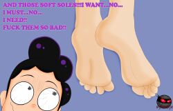  feet femsub hypno_ninja kyoka_jiro maledom minoru_mineta my_hero_academia purple_hair short_hair text 