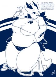  breasts caption femsub furry handcuffs large_breasts latex manip monochrome nintendo pokemon pokemon_(creature) rope sandslash signature stormdragonblue text underboob weight_gain 