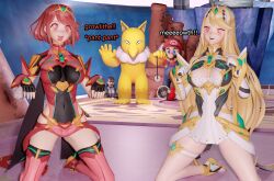 3d androgynous_dom bandana bare_legs blonde_hair breasts brown_hair cleavage cleavage_cutout crashtrance crossover dialogue disney english_text femsub fingerless_gloves gloves happy_trance hypno kingdom_hearts kneeling large_breasts legs long_hair looking_at_viewer mario metal_gear mustache mythra_(xenoblade) nintendo open_mouth pendulum pet_play pokemon pokemon_(creature) pokemon_red_green_blue_and_yellow pyra_(xenoblade) red_hair short_hair smile solid_snake spiral spiral_eyes square_enix standing super_mario_bros. super_smash_bros. surprised symbol_in_eyes text tongue tongue_out xenoblade_chronicles xenoblade_chronicles_2