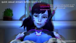  3d animated animated_gif before_and_after breasts clothed computer d.va drool eye_roll female_only femdom femsub humor hypnotic_audio hypnotic_screen livestream long_hair open_mouth overwatch seamless sombra_(overwatch) source_filmmaker text topless webpage_layout 