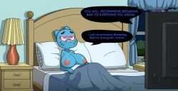  ai_art blue_skin expressionless family_guy humor hyper_breasts hypnotic_screen large_breasts manip mantra meme nicole_watterson nipples solo tech_control text the_amazing_world_of_gumball topless 