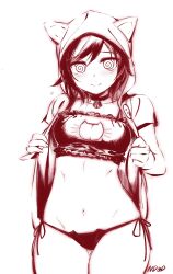bell_collar breasts cleavage collar fake_animal_ears female_only hood icontrol_(manipper) large_breasts lingerie manip navel ndgd open_clothes ruby_rose rwby smile solo spiral_eyes symbol_in_eyes underwear