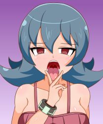  artist_request blush breasts female_only femsub icontrol_(manipper) large_breasts manip nintendo open_mouth pokemon pokemon_heartgold_and_soulsilver sabrina short_hair solo spiral_eyes symbol_in_eyes tongue tongue_out 
