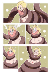  android_18 asphyxiation blonde_hair breasts coils cum cum_in_mouth cum_on_face cum_on_hair disney dragon_ball dragon_ball_z ef-nsfw fellatio femsub happy_trance kaa kaa_eyes maledom nude short_hair sleeping smile snake snake_penis the_jungle_book 