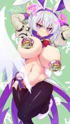  abs breasts bunny_ears bunny_girl bunny_pose censored clownpiece confused fake_animal_ears female_only femsub high_heels large_breasts navel renmeri_chuchu reverse_bunnysuit sagume_kishin solo spiral_eyes symbol_in_eyes touhou white_hair wings 