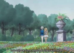 animated blonde_hair femsub freya_(princess_tutu) heterosexual maledom mytho_(princess_tutu) official princess_tutu school_uniform screencast smile tagme video white_hair