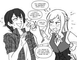  angry black_hair blush clothed corset eyebrows_visible_through_hair femsub h_(thehguy) humor instant_loss long_hair majinsfw maledom original school_uniform shirt short_hair simple_background smile sweat sweater text tie veronica_nightingale_(majinsfw) white_background 