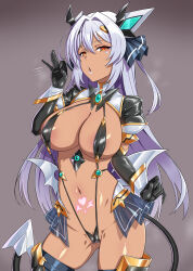 alternate_color_scheme alternate_hair_color boots breasts cameltoe cleavage cosplay crotch_tattoo cuffs empty_eyes erect_nipples erect_nipples_under_clothes female_only femsub gloves grey_background hair_ornament ikidumi jewelry kouyoku_senki_exs-tia large_breasts long_hair looking_at_viewer marina_katsuragi miniskirt navel open_mouth opera_gloves orange_eyes pussy_juice silver_hair simple_background simulated_fellatio skirt slave_gear_(ts_mahou_shoujo_nao!) sling_bikini solo standing tail tan_skin tattoo thigh_boots thighhighs ts_mahou_shoujo_nao!