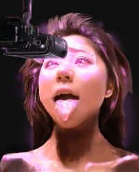 3d ahegao bhighzy brown_hair female_only femsub happy_trance heart heart_eyes open_mouth solo symbol_in_eyes tech_control tongue tongue_out topless