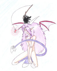 demon demon_girl empty_eyes expressionless femsub hypnogoat666 long_hair maledom monster_girl pendulum purple_hair traditional wings