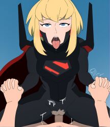 ahegao ai_art blonde_hair blue_eyes bottomless censored clothed dc_comics eye_roll femsub holding_hands maledom my_adventures_with_superman nude penis pov pov_dom qiller sex short_hair supergirl tongue tongue_out topless torn_clothes vaginal 