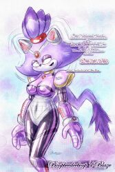 absurdres ahegao altered_common_sense alternate_costume ameerashourdraws animal_ears blaze_the_cat bodysuit boots bracelet brain_drain cat_ears cat_girl clothed collar dazed empty_eyes female_only fembot femsub furry gloves happy_trance latex open_mouth rubber smile solo sonic_the_hedgehog_(series) standing symbol_in_eyes tech_control uniform