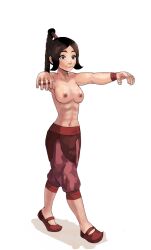  avatar_the_last_airbender breasts brown_hair empty_eyes expressionless happy_trance nickelodeon onefeefoor ponytail smile topless ty_lee zombie_walk 